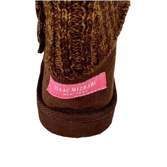 Isaac Mizrahi Suede Look Sweater Cuff Faux Fur Lined Booties Brown Womens Sz 10 - Picture 6 of 8